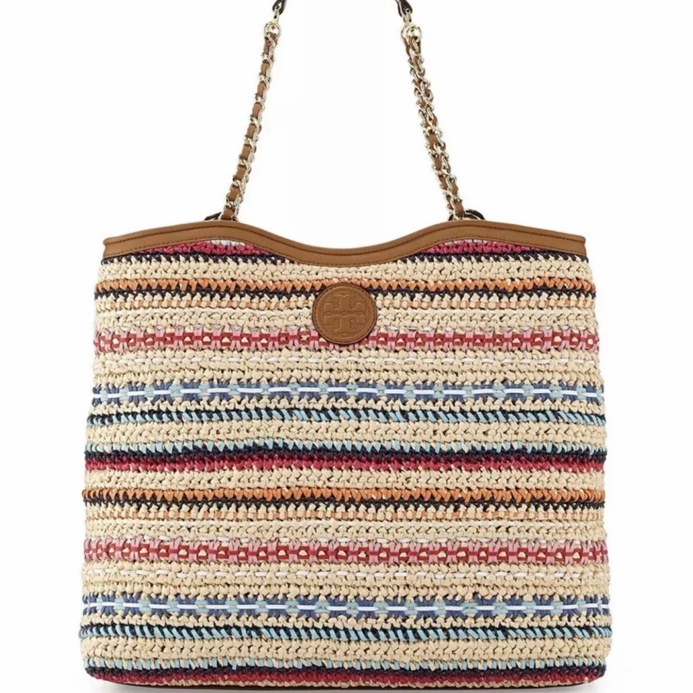 Marion Slouchy Woven Straw Multi-Color Tote